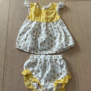 Yellow and White Floral Baby Dress Set